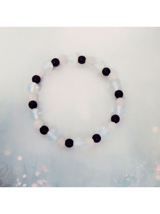 Hand Crafted Jewelry - Dumortierite Opalite Gemstone Stretchy Bracelet Blue 7.5 Inch